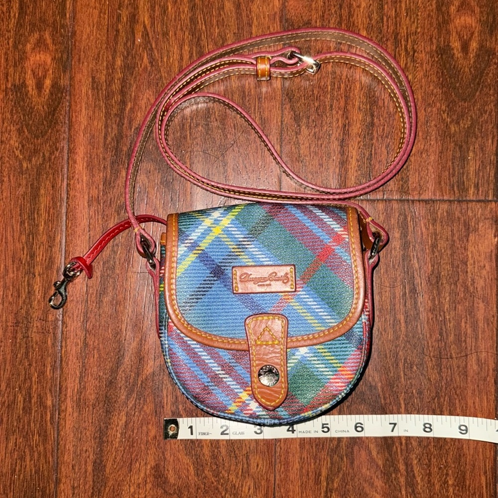 Dooney & Bourke Vintage Plaid Mini Crossbody Bag - Blue and Green - Picture 7 of 10